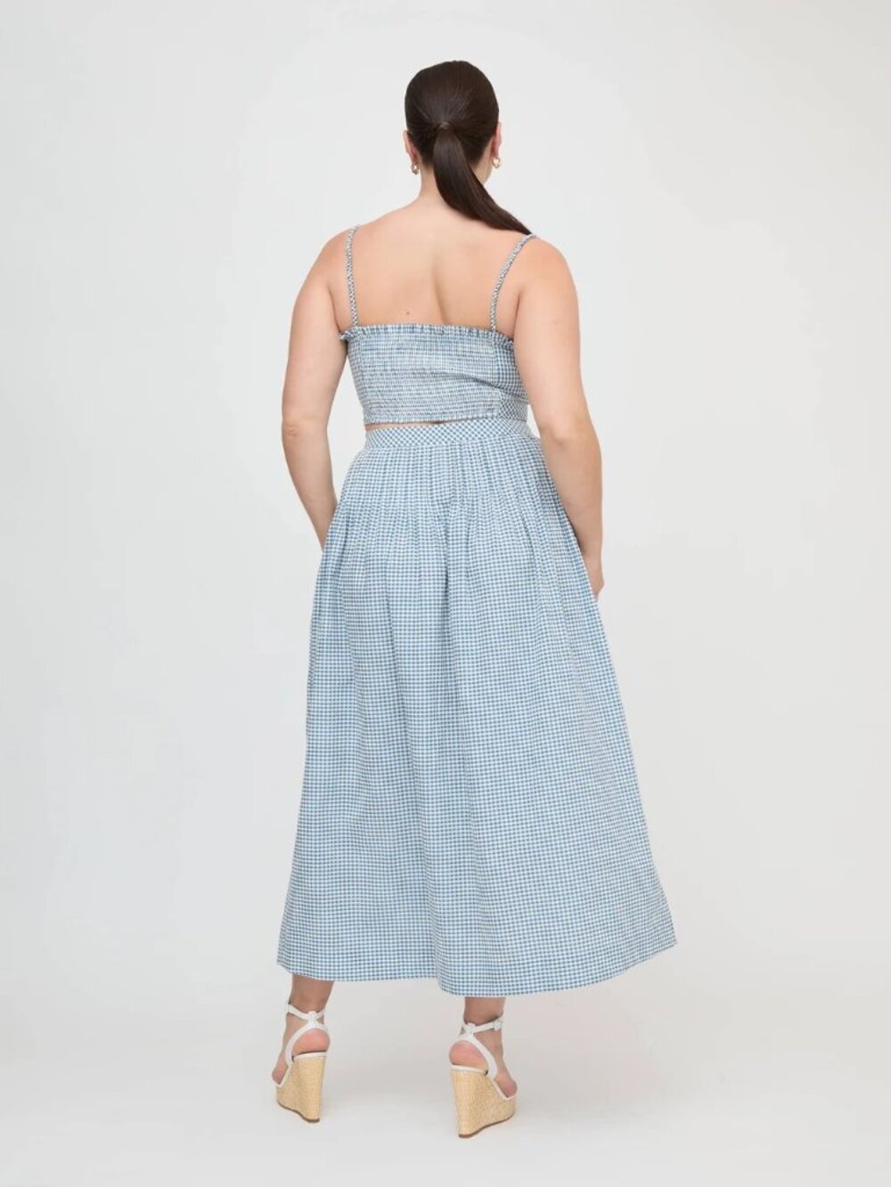 NEW Hill House Home The Ame Skirt in Lagoon Teal Gingham - Picture 4 of 9